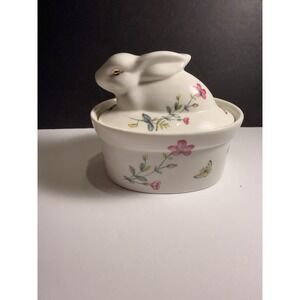 Grace's Teaware Easter Bunny Floral Candy Dish With Lid -,4 1/2 Inch